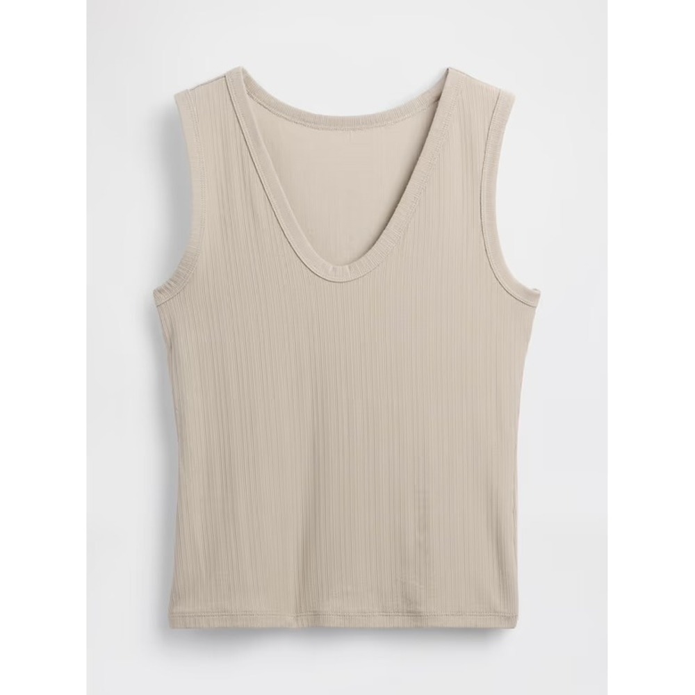 NEW Gap Variegated Rib Tank Top Beige Women S Scoop V Neck Casual